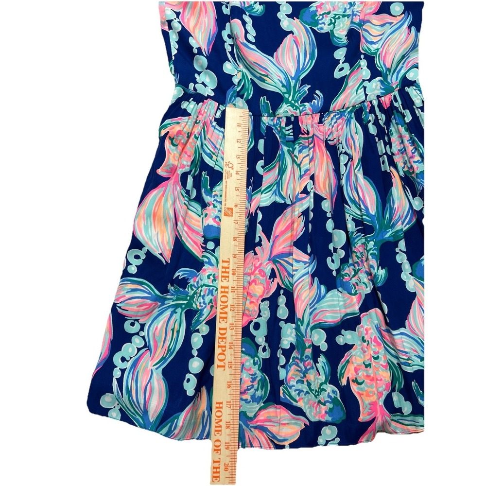 Lilly Pulitzer Women's 10 Going‎ Coastal Kassia Dress Pockets Fish Navy Pink - Picture 4 of 11